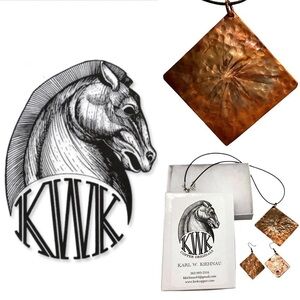 KWK Copper Necklace & Earrings Artwork Hand-forged & Hand-hammered New in Box